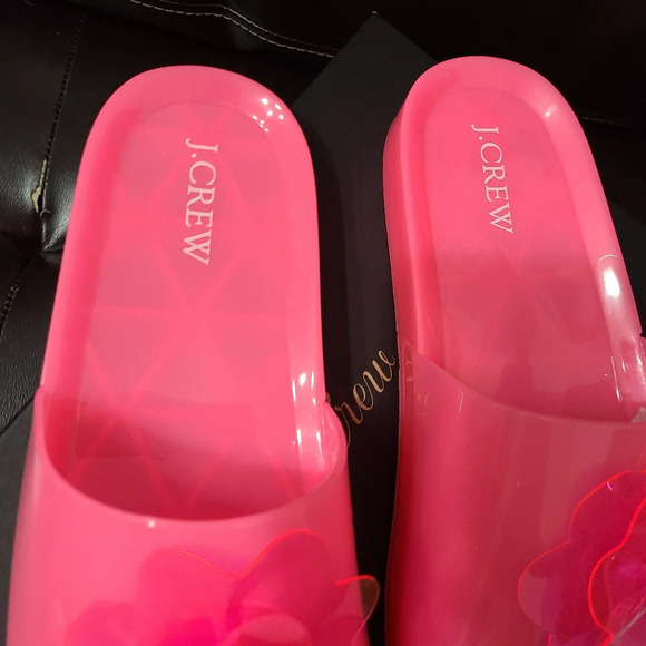 NIB J.Crew Pink Flower Pool Slide Sandals Jelly Type Sandals Size 10 - Picture 4 of 7